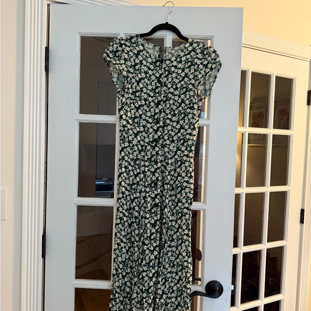Reformation Green and White Fauna Dress
